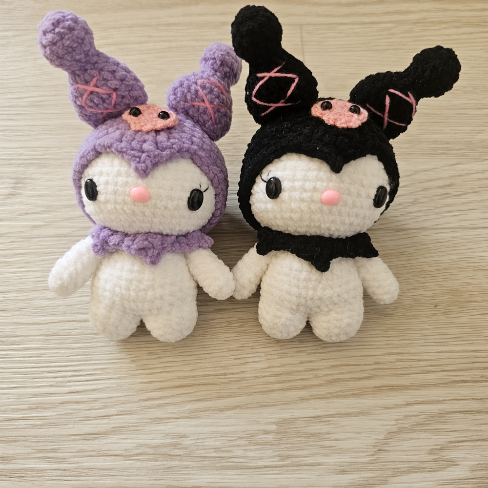 Crochet Bunny Plush Set - Purple and Black
